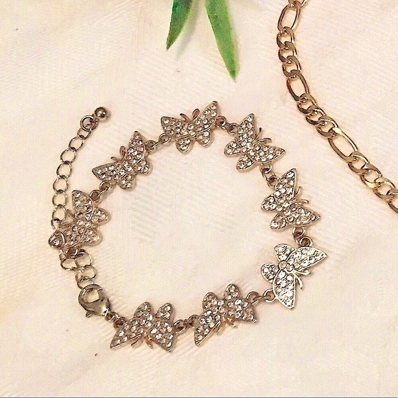 3 Piece Gold Butterfly Necklace, Anklet & Bracelet - Picture 4 of 4